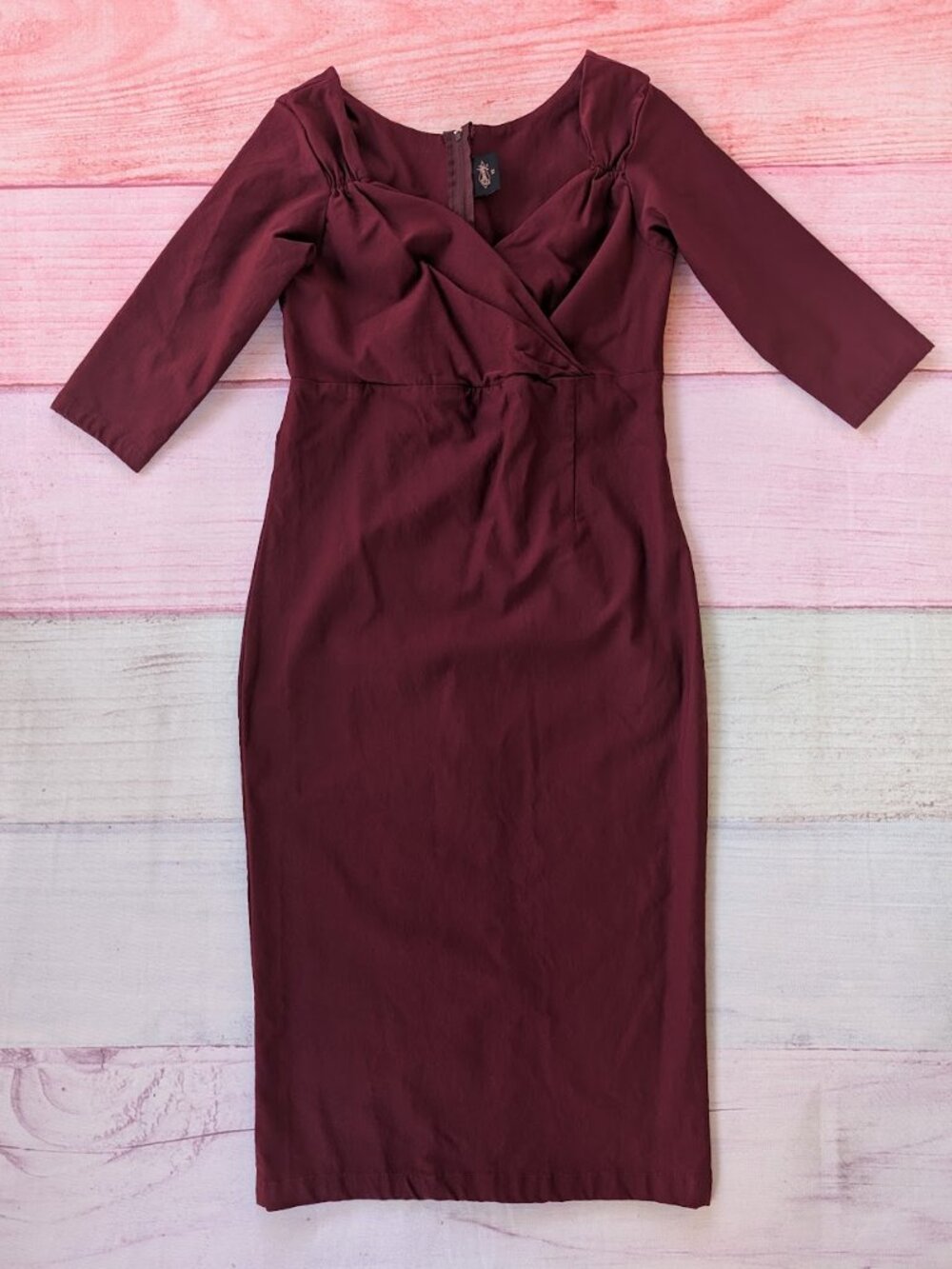 RockSteady Burgundy Wiggle Pencil Dress 1X‎